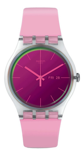 Reloj Swatch Rosa Polarose De Plastico Suok710 2 Años Gtia