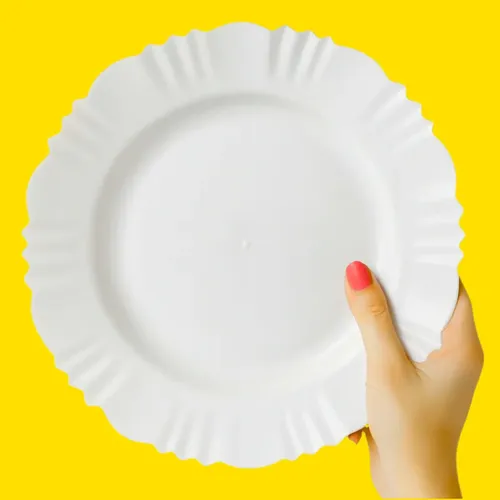 Kit 50 Prato Plástico Reutilizável Merenda Lanche Escolar