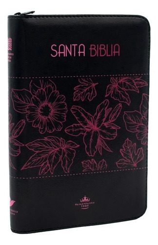 Biblia 65czlgpjr Negra-flores Rosadas