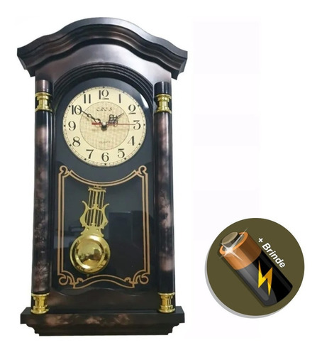 Relógio Modelo Antigo De Parede Com Pêndulo Retrô  50cm