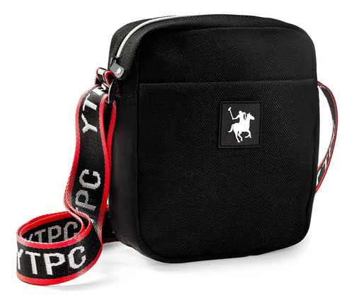 Bolsa Polo Club Para Hombre De Textil Correa Larga Negro