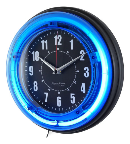 Sterling And Noble - Reloj De Pared Neón 11, Azul Neón 