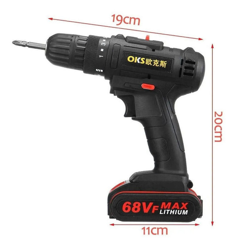 Taladro Atornillador 68v Inalambrico 2 Velocidades + Batería