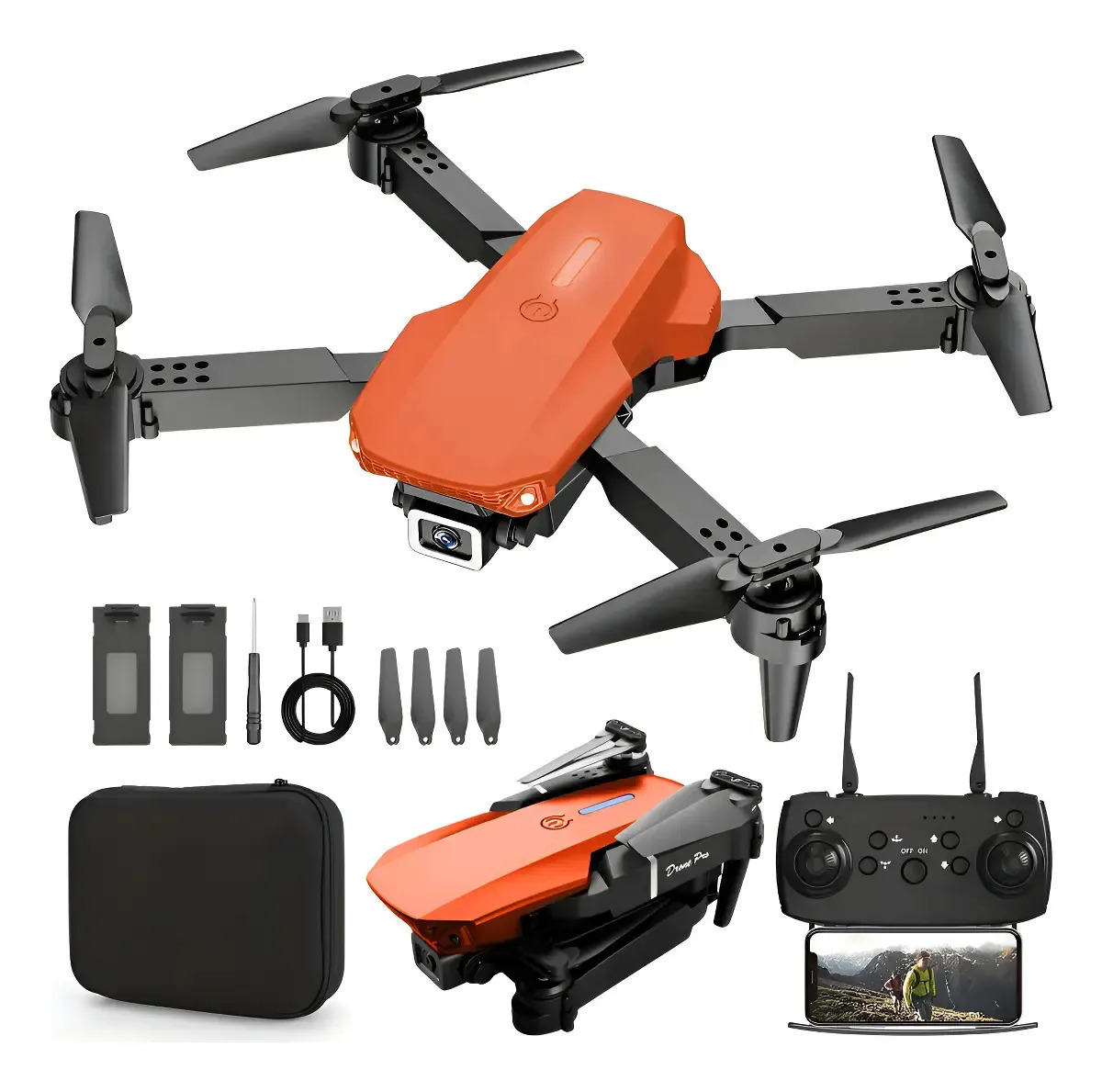 Drone Com Câmara 1080p Para Crianças Mini Drone Dobrável Lar Cor Laranja