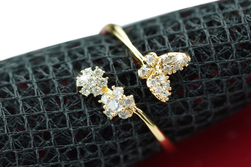 Imagen 3 de 10 de Anillos Compromiso Oro 18k Regalo Mujer Dama Mariposa Floral