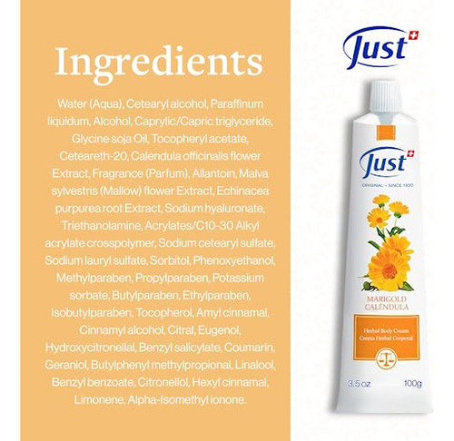 Swiss Just Cream 100 Ml, Crema Nutritiva Con Caléndula
