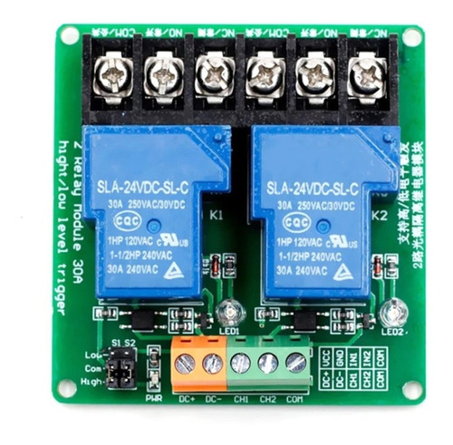 Modulo Relevador 2 Canales 12v 30a Rele Optoacoplado Arduino