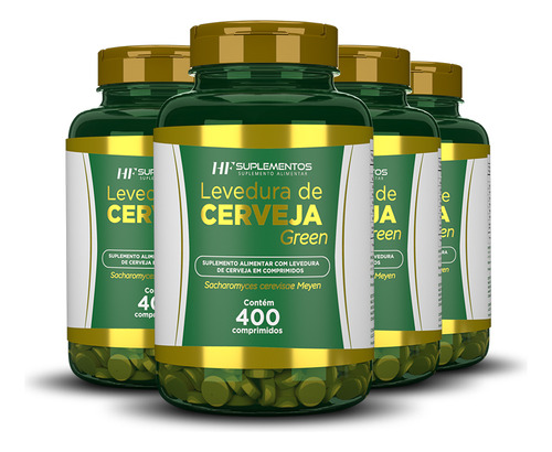 4x Levedura De Cerveja Green Hf Suplements 400 Comp
