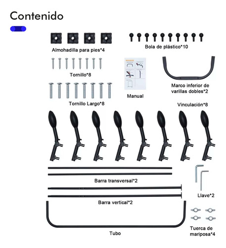 Perchero Rack Armable Ropa Organizador Closet Hogar Ganchos Color Negro