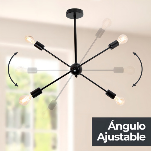 Lámpara Colgante Araña Lumimexico 22736-2 Negro 60w E27 4 Luces