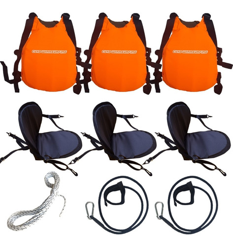 Combo Kayak 9: Chaleco Cw Asiento Basico Pita De Remo Cabo