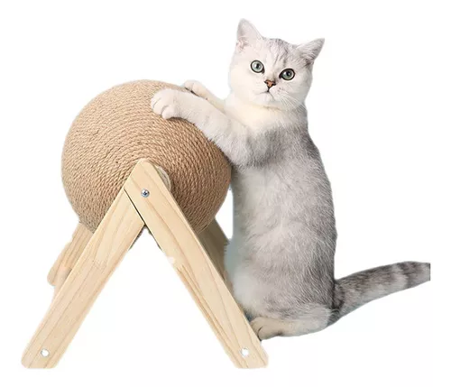 Poste rascador para gatos de cuerda de sisal con puntos de bolas