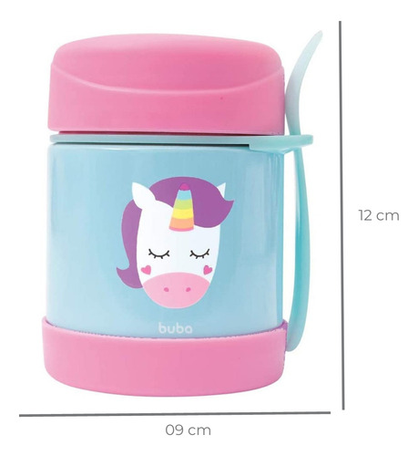 Pote Térmico Animal Unicórnio Buba 320ml Acompanha Talher
