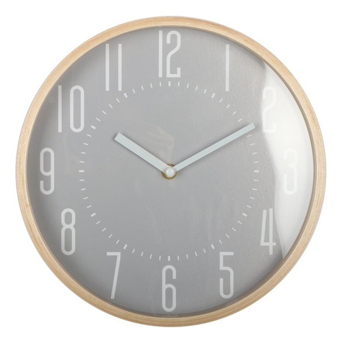 Reloj De Pared Madera/vidrio D26x5cm Gris