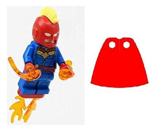 Minifigura Capitán Marvel Lego Con Casco Y Capa Roja