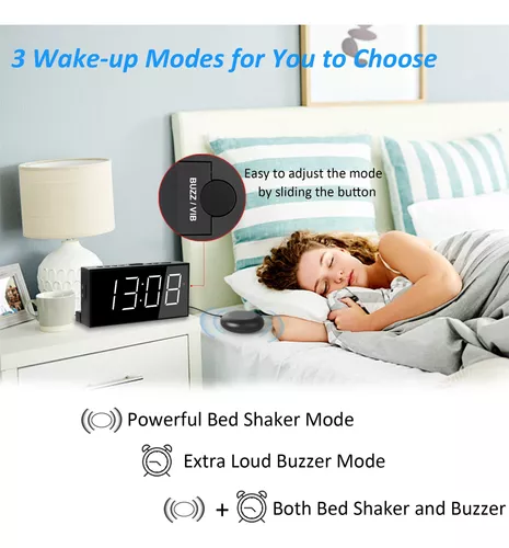 ROCAM Reloj despertador extra fuerte con agitador de cama, reloj  despertador vibratorio para personas que duermen con problemas auditivos  sordos