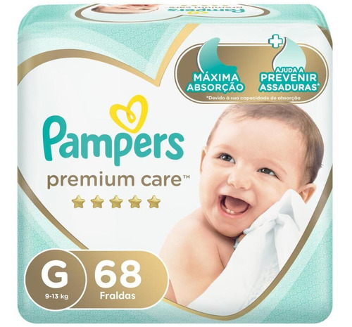 Fralda Pampers Premium Care Jumbo Tamanho G 68 Unidades