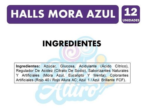 Caramelo Halls Mora Azul (blueberry) - Caja Con 12 Unidades.