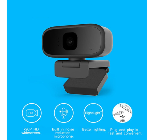 Câmara Webcam Usb Pc Hd720p Mic 360° Áudio De Vídeo Ajus