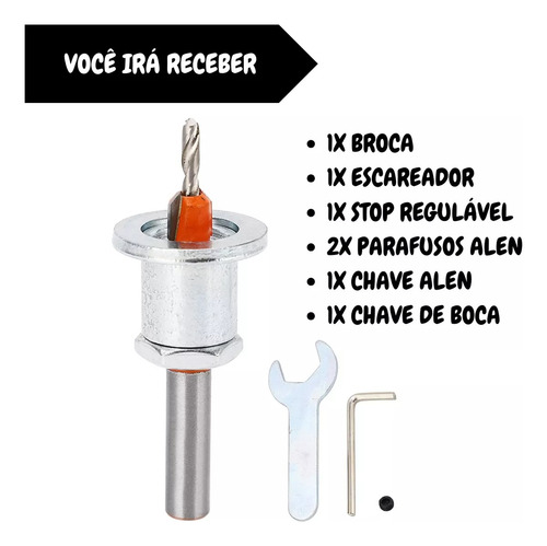 Kit 2 Broca Escareadora 2.8mm X 8mm Com Limitador Ajustável