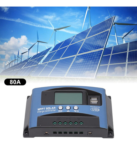 Controlador De Carga Solar Mppt, De 24 A 60 V, 80 Amp