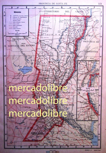 Santa Fe Mapa 1939 Ferrocarriles Limites En Litigio Plano (Usado)