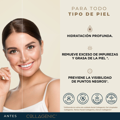 Imagen 4 de 8 de Gel Limpiador Facial 480ml Colágeno Vitamina C Y Hialurónico