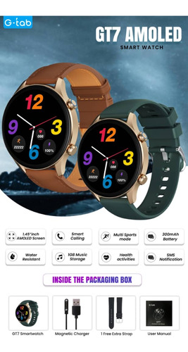 Smartwatch G-tab Gt7 Amoled Color Dorado