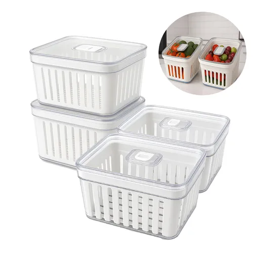 Kit 4 Potes Acrílico 3,8l Organizador Geladeira Rebirth