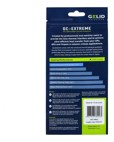Pasta Térmica Gelid Gc-extreme 10 Grs + Aplicador La Mejor!
