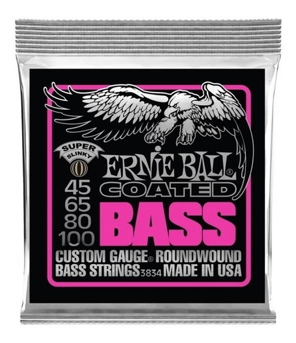 Encordado Bajo Ernie Ball 3834 Coated Super Slinky 45-100.