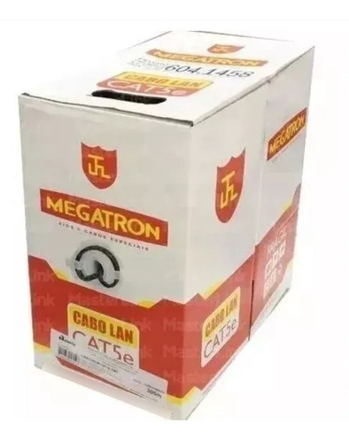 Cabo De Rede 100% Cobre Cat5e Utp Megatron 305m Preto Anatel