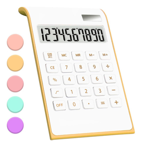 Calculadora Dorada, Batería Solar De 10 Dígitos Básica, Calc