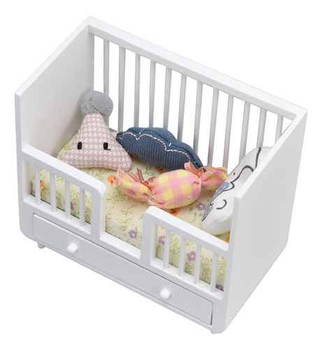 Muñeca De Madera En Miniatura Dollhouse Crib 1:12 Cama