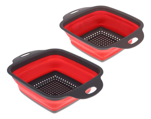 Juego De 2 Coladores Plegables Cuadrados De Silicona Aptos P