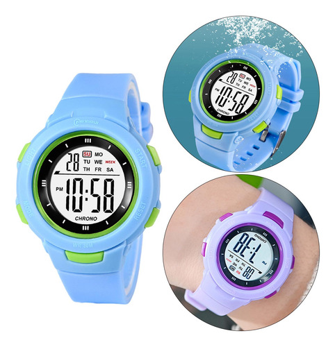 3 Reloj Digital Para Niños Reloj De Pulsera Para Azul Claro
