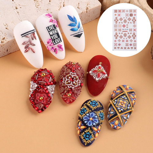 Lindas Pegatinas De Uñas En Relieve 5d Calcomanía Tallada