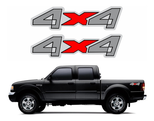 Adesivos Compatível Ranger 4x4 2005 Emblemas Kit Carro R163 Cor GRAFITE