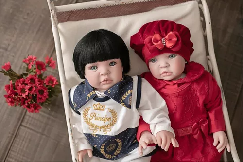 2 Bebê Gêmeos Casal Menino Menina Realista Reborn Verdade