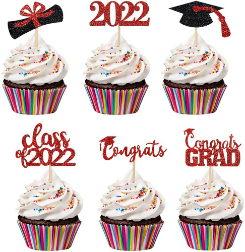 24 Piezas De Decoración Para Cupcakes De Graduación 2022  Ro