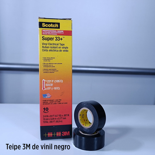 Teipe 3m De Vinil Codigo 33 Color Negro 3/4inx20ft