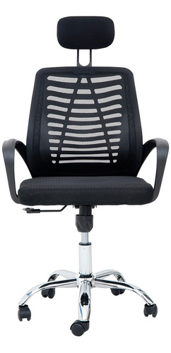 Cadeira de escritório Waw Design Ribs Tgt  preta com estofado de mesh