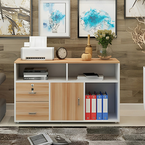 Muebles Archivero De Madera Tamano Oficio 2 Gavetas Puerta Marrón