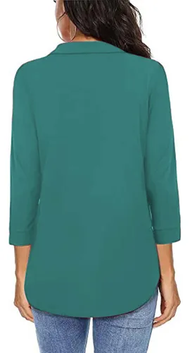Camiseta De Manga 3/4 Con Cuello En V Y Tres Cuartos Para Mu