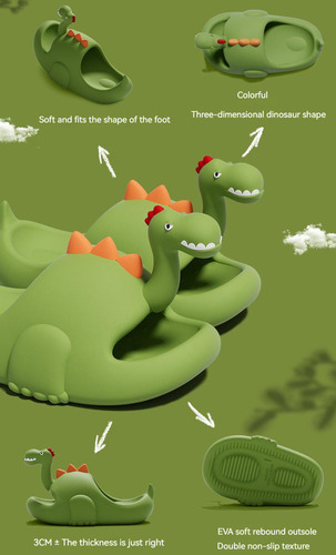 Pantuflas Con Diseño De Dinosaurio Para Niños, Sandalias De