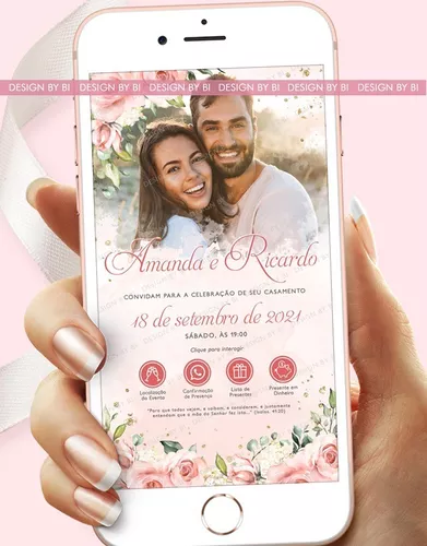 Convite Casamento Interativo Virtual Para Whatsapp - FRETE GRÁTIS