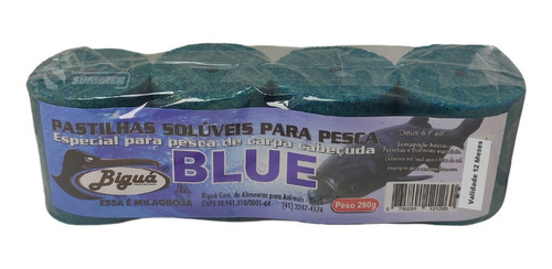 12pcs Pastilha De Pesca Biguá Para Carpa Cabeçuda Blue 280g