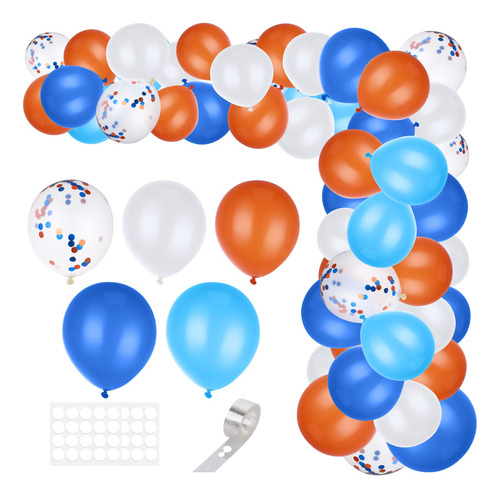 Kit De Arco De Guirnalda De Globos Azules Y Naranjas, 85 Uni