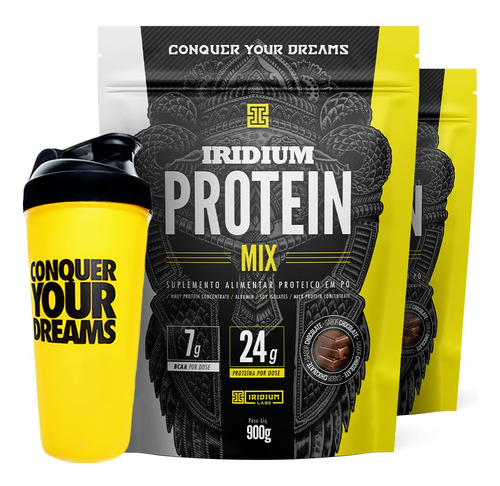 Kit 2x Iridium Protein Mix 900g + Coqueteleira Shaker 600ml