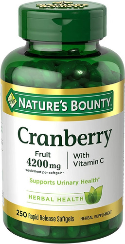 Cranberry 4200 Mg Con Vitamina C 250 Capsulas De Gel.